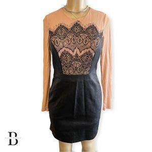 Faux leather w/lace dress